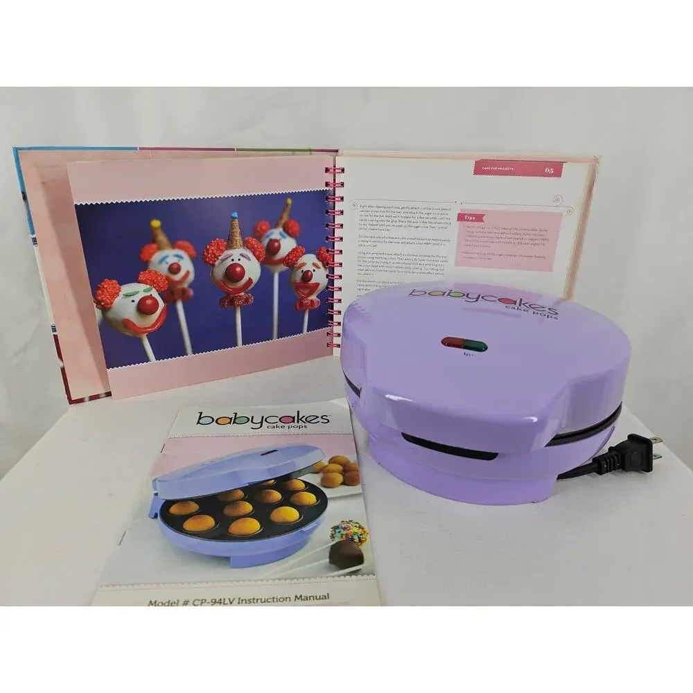 BABYCAKES CAKE POP MAKER SET – PURPLE APPLIANCE + RECIPE BOOK + MANUAL – CP-94LV